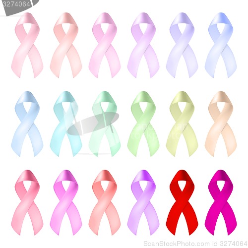 Image of Satin breast ribbon set. EPS 10