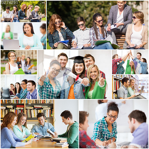 Image of collage with many pictures of college students