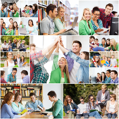 Image of collage with many pictures of college students