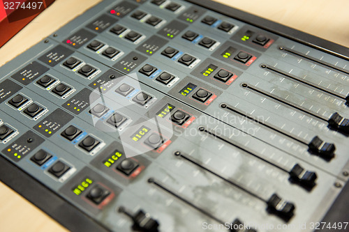 Image of control panel at recording studio or radio station