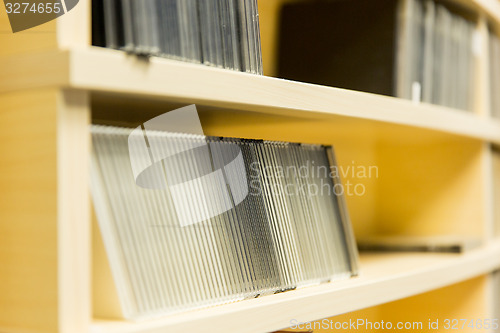 Image of shelving with cd records at radio station