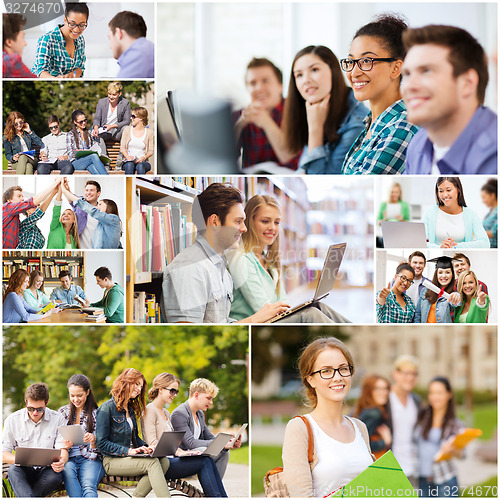Image of collage with many pictures of college students