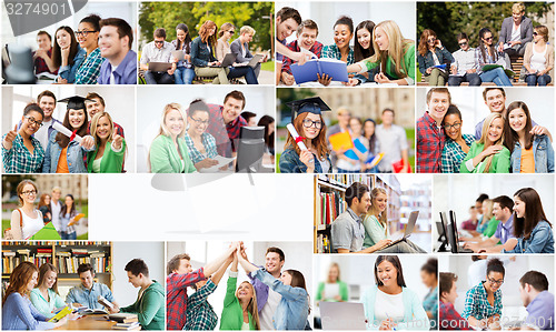 Image of collage with many pictures of college students