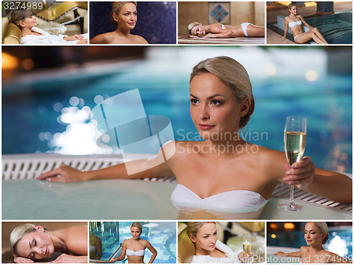 Image of beautiful young woman relaxing at luxury spa