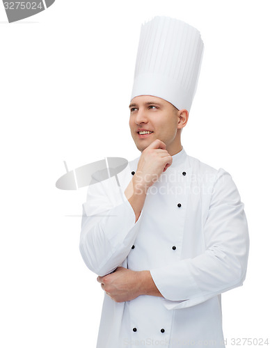 Image of happy male chef cook thinking