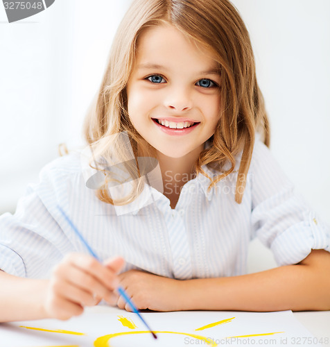 Image of little girl painting at school