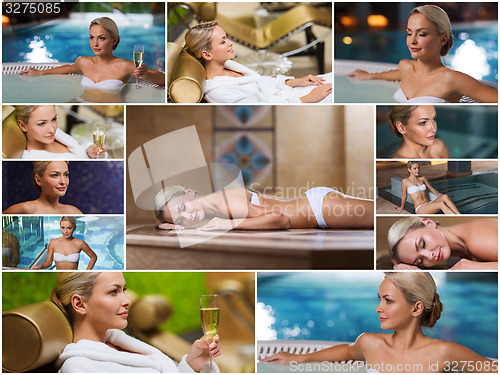 Image of beautiful young woman relaxing at luxury spa