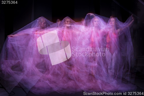 Image of photo as art - a sensual and emotional dance of beautiful ballerina through the veil 