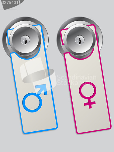 Image of Door labels with male and female symbol