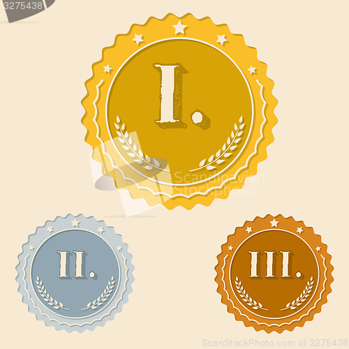 Image of Various awards with roman numbers flat icons