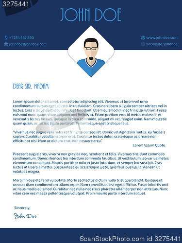 Image of Cover letter design with blue white colors