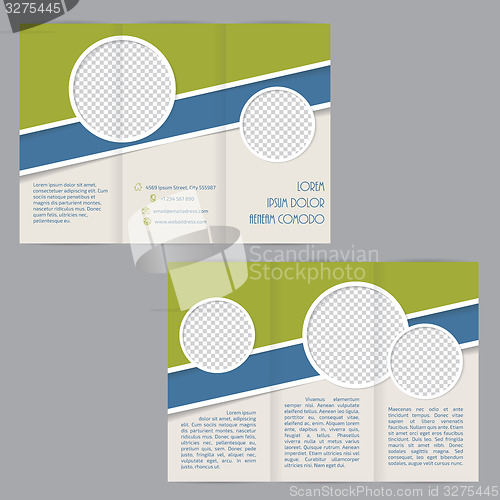 Image of Tri-fold brochure template design with flat elements