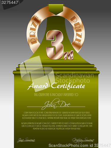 Image of Third place bronze prize award certificate