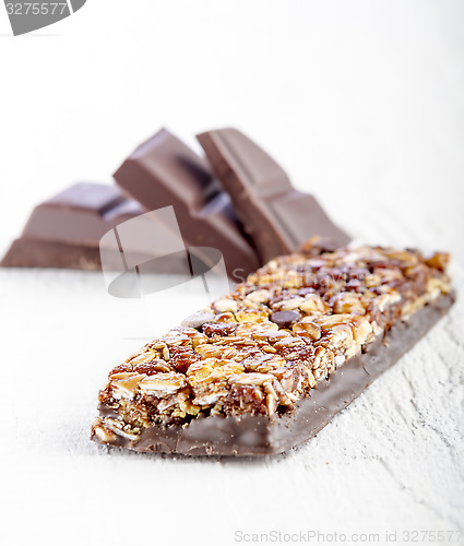 Image of cereal bar with chocolate 