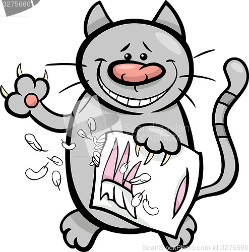 Image of cat with pillow cartoon illustration