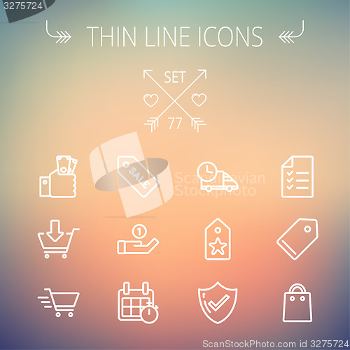 Image of Business shopping thin line icon set