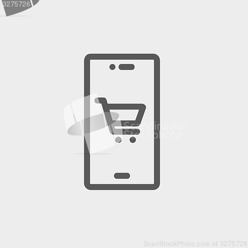 Image of Map and location of shopping cart thin line icon