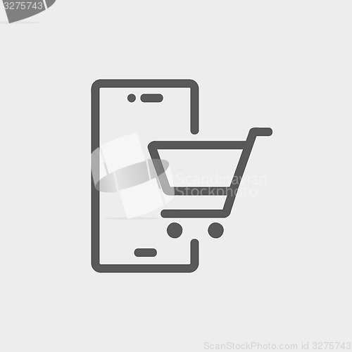 Image of Shopping cart signboard thin line icon