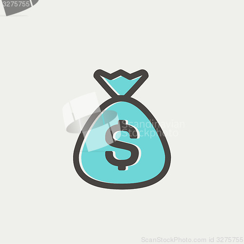 Image of Money bag thin line icon