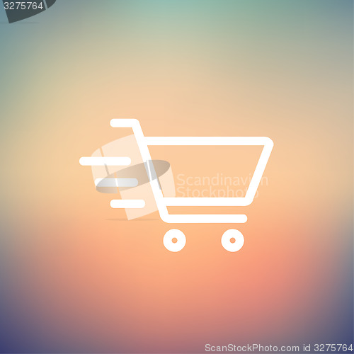 Image of Fast delivery shopping cart thin line icon