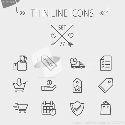 Image of Business shopping thin line icon set