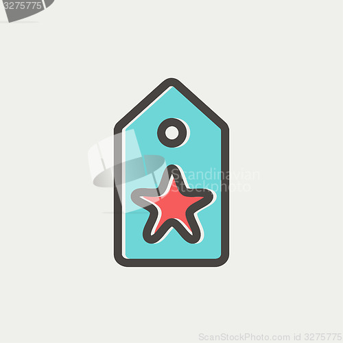 Image of Tag with star best offer sale thin line icon