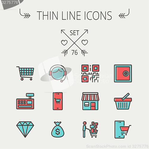 Image of Business shopping thin line icon set