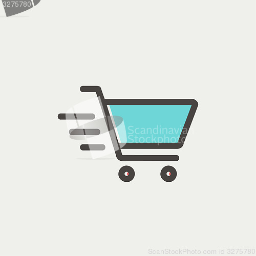 Image of Fast delivery shopping cart thin line icon