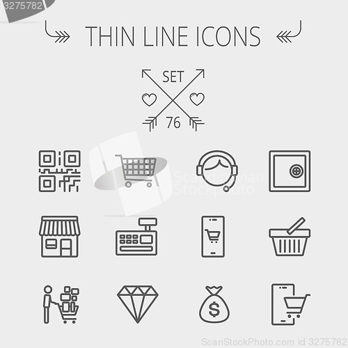 Image of Business shopping thin line icon set