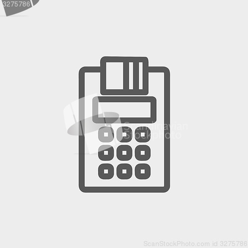 Image of Electronic calculator with paper roll thin line icon