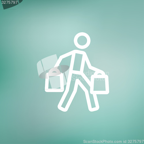 Image of Man carrying shopping bags thin line icon