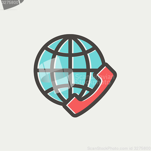 Image of Global internet shopping thin line icon