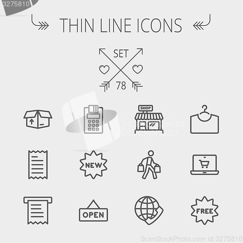 Image of Business shopping thin line icon set