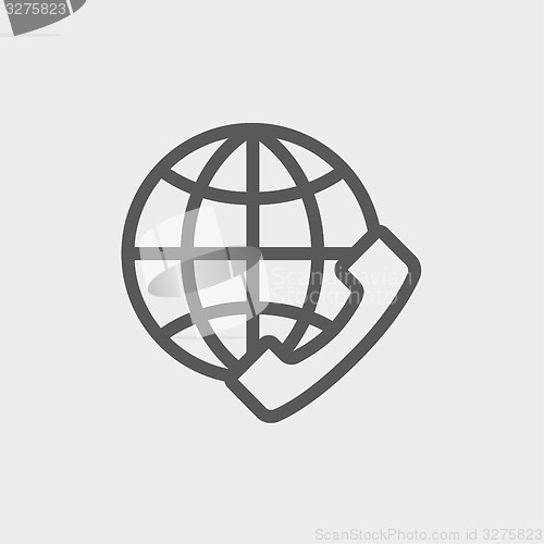 Image of Global internet shopping thin line icon