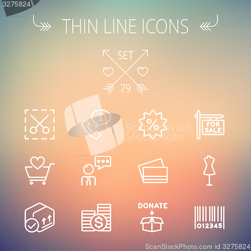 Image of Business shopping thin line icon set