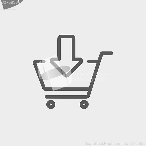 Image of Remove from shopping cart thin line icon