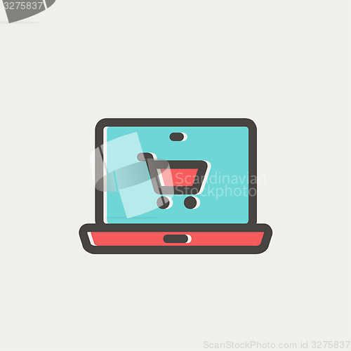 Image of Online shopping thin line icon
