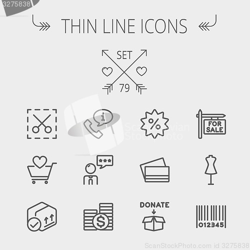 Image of Business shopping thin line icon set