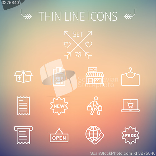 Image of Business shopping thin line icon set