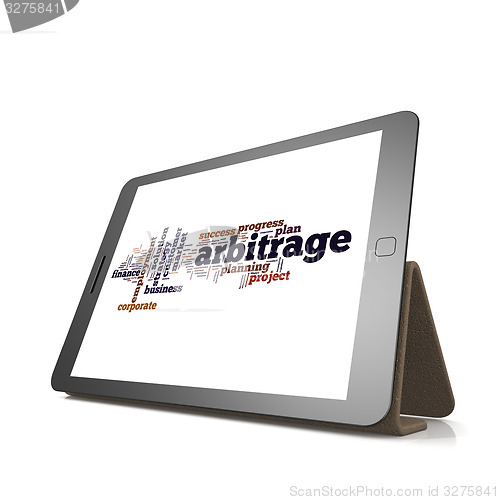 Image of Arbitrage word cloud on tablet