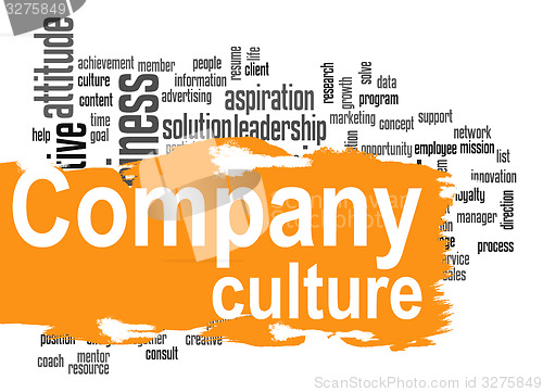 Image of Company culture word cloud with yellow banner