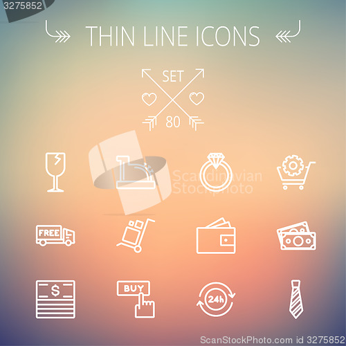 Image of Business shopping thin line icon set