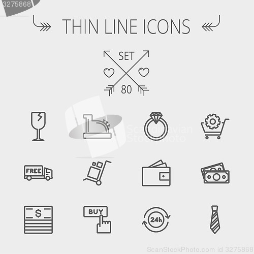 Image of Business shopping thin line icon set