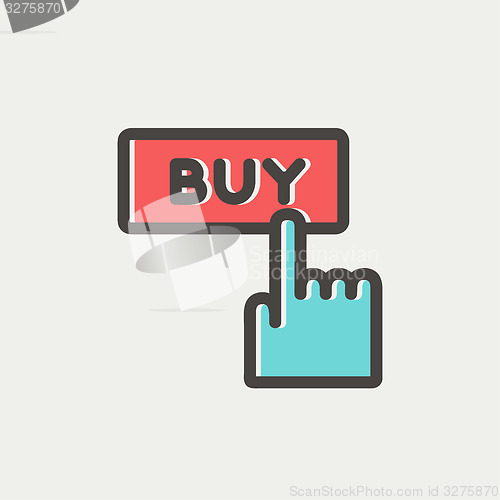 Image of Finger pointing to buy sign thin line icon