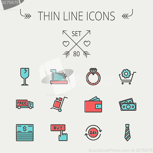 Image of Business shopping thin line icon set