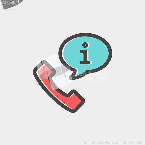 Image of Talking by phone via internet thin line icon