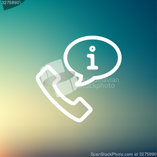 Image of Talking by phone via internet thin line icon