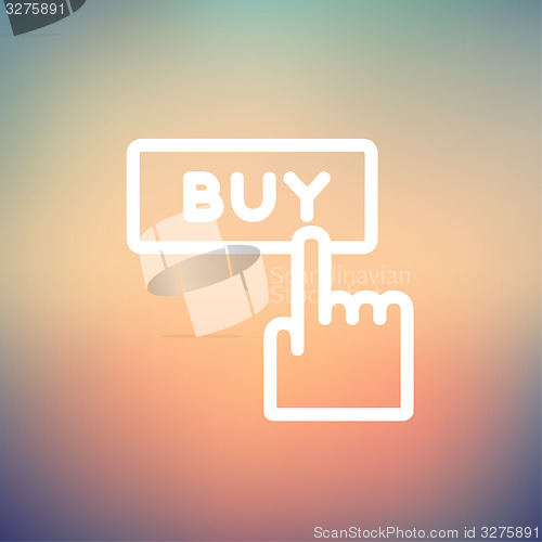 Image of Finger pointing to buy sign thin line icon