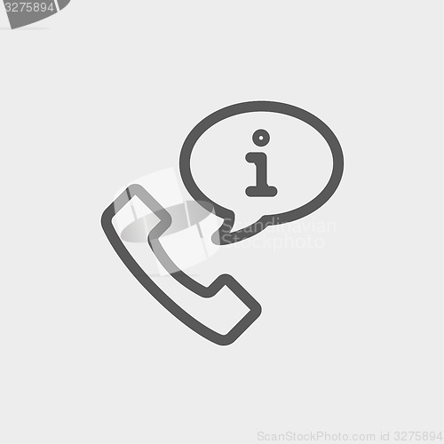 Image of Talking by phone via internet thin line icon