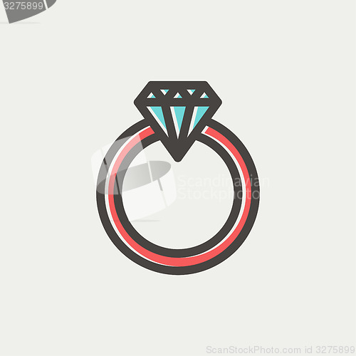 Image of Diamond ring thin line icon